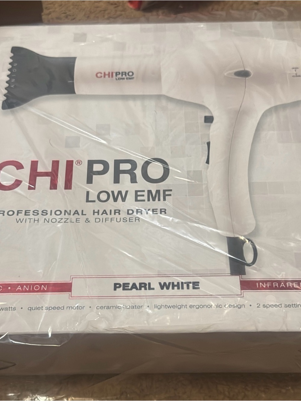 CHI PRO Pearl White Low EMF Professional Hair Dryer